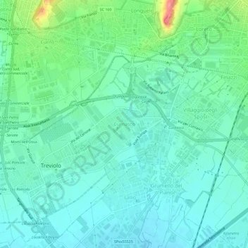 Carte topographique Curnasco, altitude, relief