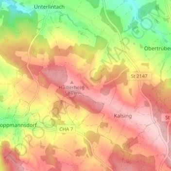 Carte topographique Triftersberg, altitude, relief