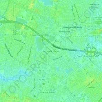 Carte topographique Kempsville Heights, altitude, relief