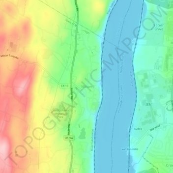 Carte topographique Milton, altitude, relief