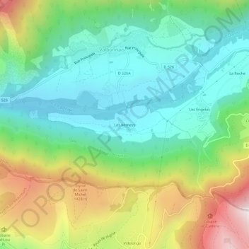 Carte topographique Les Verneys, altitude, relief