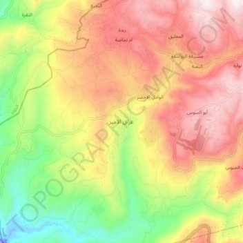 Carte topographique Iraq Al-Amir, altitude, relief