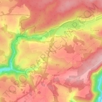Carte topographique Chez Bonnard, altitude, relief