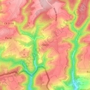 Carte topographique Holtz, altitude, relief