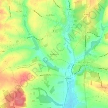 Carte topographique Montboulin, altitude, relief