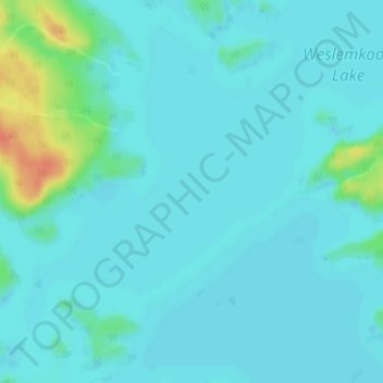 Carte topographique Weslemkoon Lake, altitude, relief