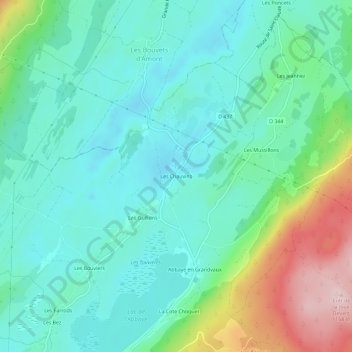 Carte topographique Les Chauvins, altitude, relief