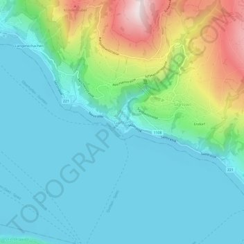 Carte topographique Gunten, altitude, relief