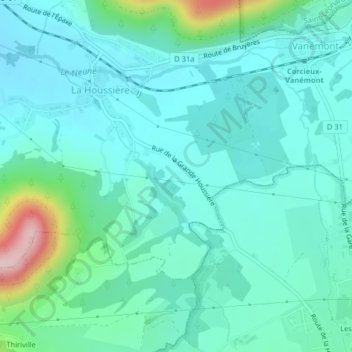 Carte topographique Viauville, altitude, relief