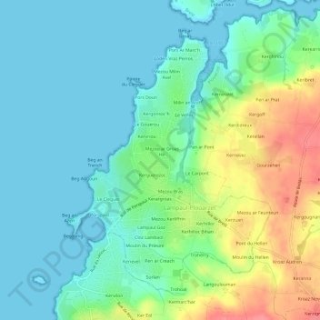 Carte topographique Ar Guilbidic, altitude, relief