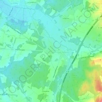 Carte topographique La Bédugue, altitude, relief