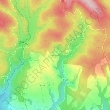 Carte topographique Cals Haut, altitude, relief