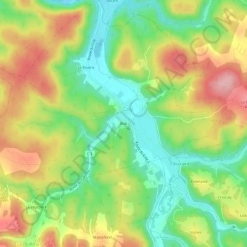 Carte topographique Biat, altitude, relief