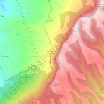 Carte topographique Benavent de la Conca, altitude, relief