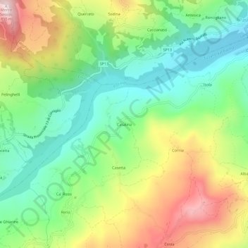 Carte topographique Casalina, altitude, relief