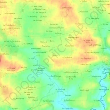 Carte topographique Orgère, altitude, relief