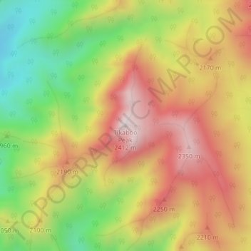 Carte topographique Tikaboo Peak, altitude, relief