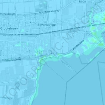 Carte topographique Broekerhaven, altitude, relief