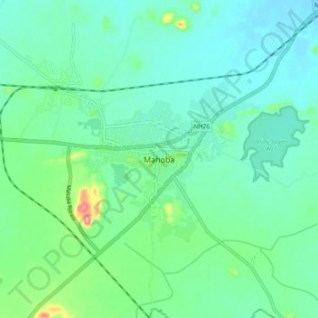 Carte topographique Mahoba, altitude, relief