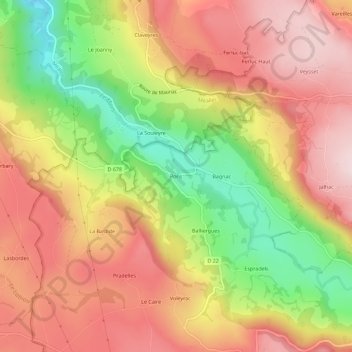 Carte topographique Pons, altitude, relief