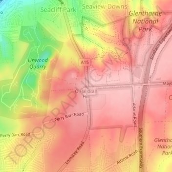 Carte topographique O'Halloran Hill, altitude, relief