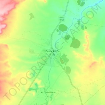 Carte topographique Zaida, altitude, relief