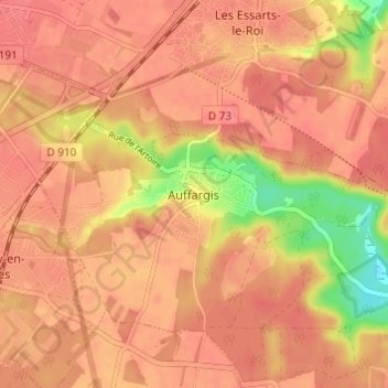 Carte topographique Auffargis, altitude, relief