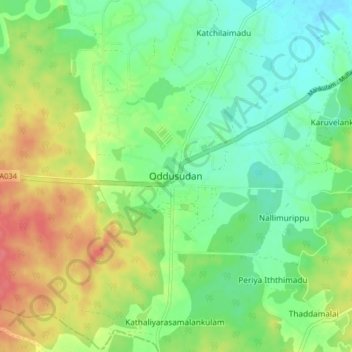 Carte topographique Oddusudan, altitude, relief