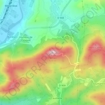 Carte topographique Pic de Tantajo, altitude, relief