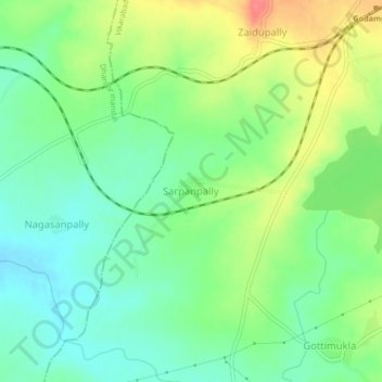 Carte topographique Sarpanpally, altitude, relief