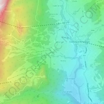 Carte topographique Lacedèl, altitude, relief