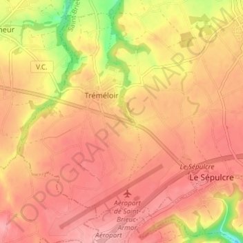 Carte topographique Le Grand Chemin, altitude, relief