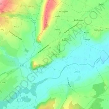 Carte topographique Chareil, altitude, relief