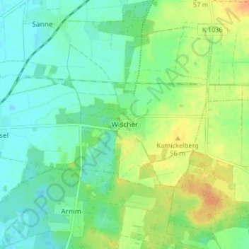Carte topographique Wischer, altitude, relief