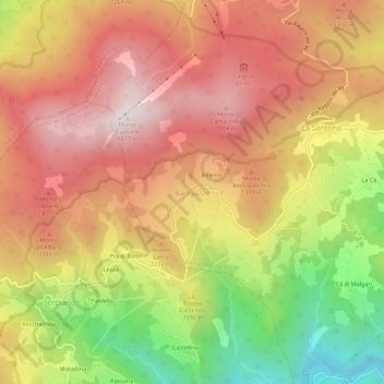 Carte topographique Barigazzo, altitude, relief