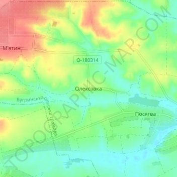Carte topographique Олексіївка, altitude, relief
