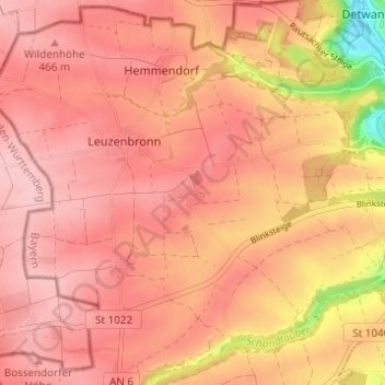 Carte topographique Brundorf, altitude, relief