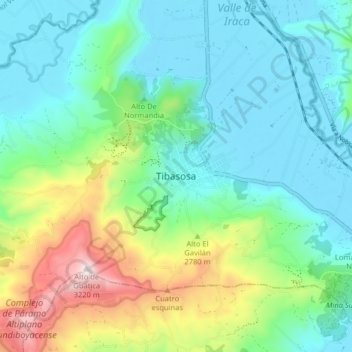 Carte topographique Tibasosa, altitude, relief