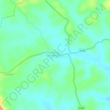 Carte topographique Gonikoppalu, altitude, relief