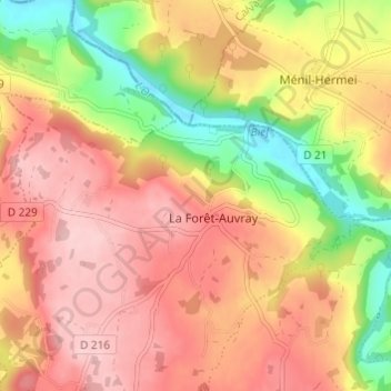 Carte topographique Le Hamel, altitude, relief