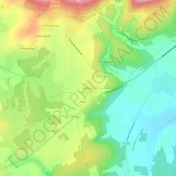 Carte topographique Le Briou, altitude, relief