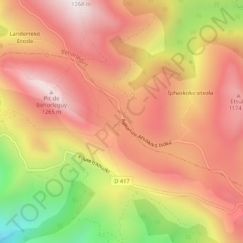 Carte topographique Gouffre d'Aphanitze, altitude, relief