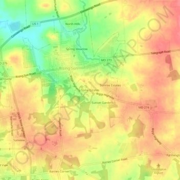 Carte topographique Tome Estates, altitude, relief