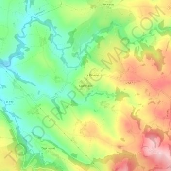 Carte topographique Caplongue, altitude, relief