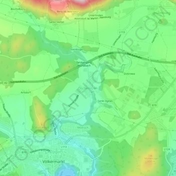 Carte topographique Oschenitzen, altitude, relief