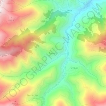 Carte topographique Tepeköy, altitude, relief