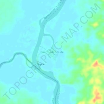 Carte topographique Puerto Merizalde, altitude, relief