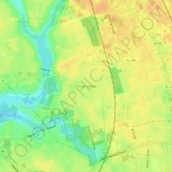 Carte topographique Tristan Village, altitude, relief