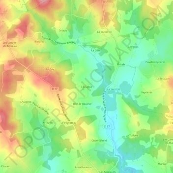 Carte topographique L'Écurbie, altitude, relief