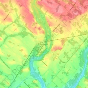 Carte topographique Rockwood, altitude, relief